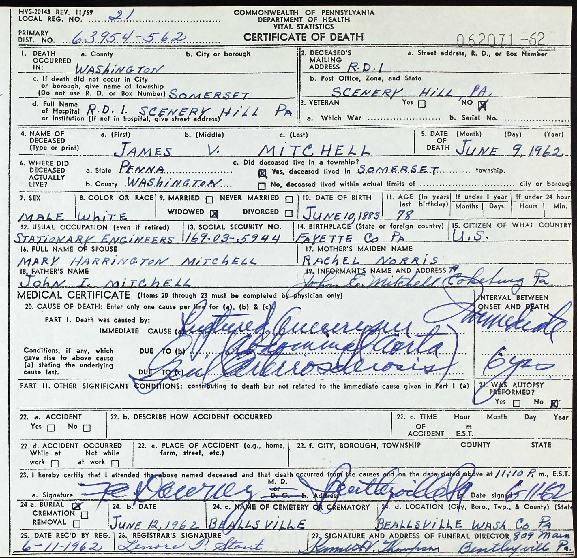 death certificate